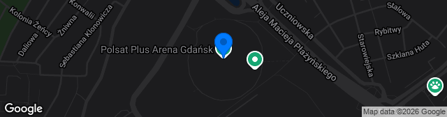 Map showing Polsat Plus Arena Gdańsk