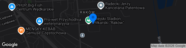 Map showing Miejski Stadion Piłkarski Raków