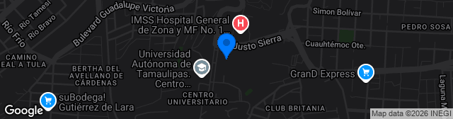 Map showing Estadio Universitario Prof. Eugenio Alvizo Porras