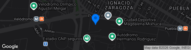 Map showing Estadio Jesús Martínez