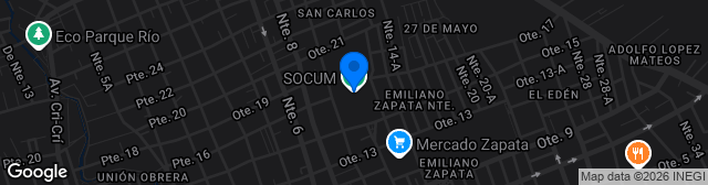 Map showing Estadio de la Sociedad Cuauhtemoc Moctezuma (SOCUM)