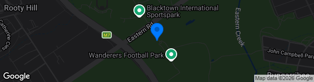 Map showing Wanderers Football Park Academy