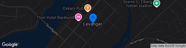 Map showing TOBB ARENA Levanger