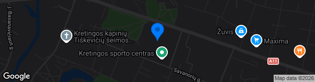 Map showing Kretingos dirbtinės dangos aikštė