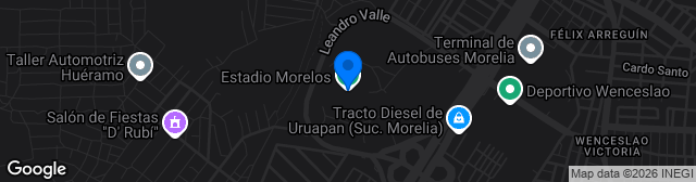 Map showing Estadio Generalísimo José María Morelos y Pavón