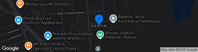 Map showing Boisko sztuczna murawa Raków
