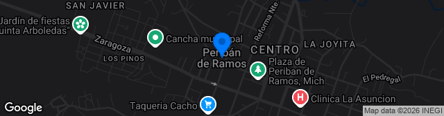 Map showing Cancha Municipal de Peribán