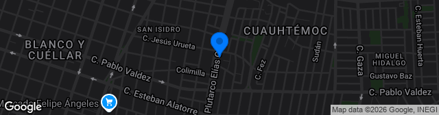 Map showing Campo Unidad Deportiva No. 8 Cuauhtémoc