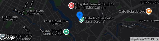 Map showing Estadio Heriberto Jara Corona