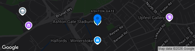 Map showing Ashton Gate Stadium