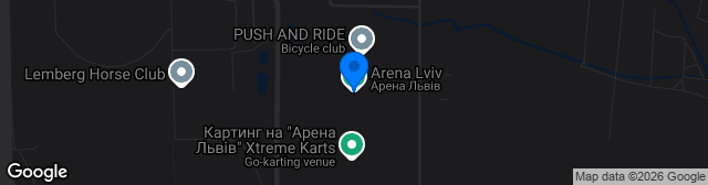 Map showing Arena Lviv