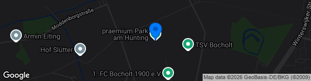 Map showing Stadion Am Hünting