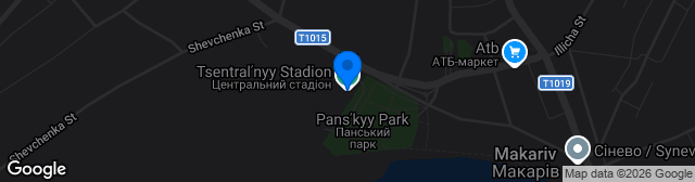 Map showing Tsentralnyi stadion im. Mikhaila Brukvenka