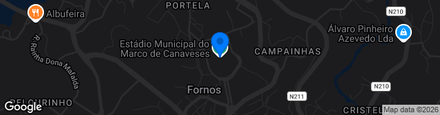 Map showing Estádio Municipal do Marco de Canaveses