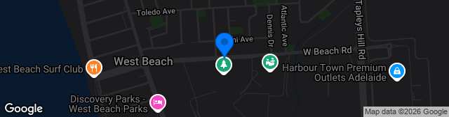 Map showing West Beach Parks Football Centre