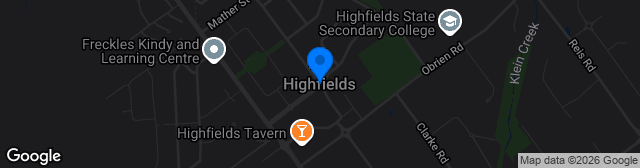 Map showing Highfields Sports Park E West 1