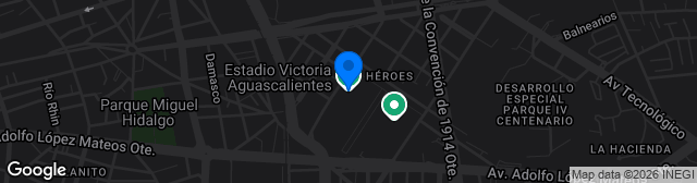 Map showing Estadio Victoria