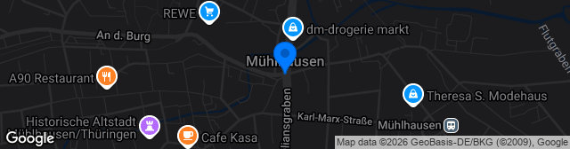Map showing Rasenplatz FC Mühlhausen