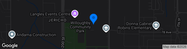 Map showing Willoughby Community Park at the Langley Events Centre