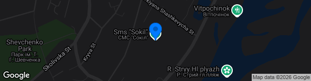Map showing Stadion Sokil
