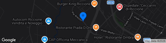 Map showing Stadio Comunale Riccione Via Arezzo