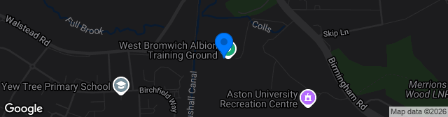 Map showing West Bromwich Albion Training Ground