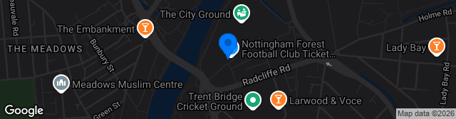 Map showing Nottingham Forest Football Academy