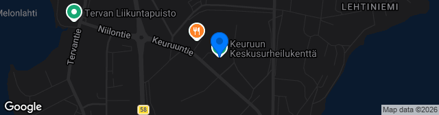 Map showing Keuruun Keskusurheilukenttä
