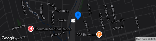 Map showing Sherman Bearcat Stadium