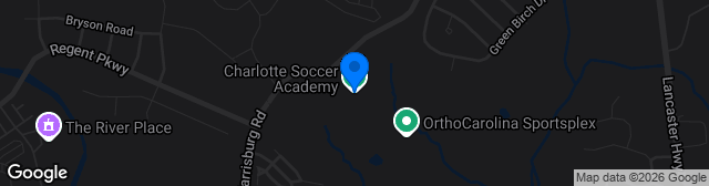 Map showing CSA Ortho Carolina Soccer Complex