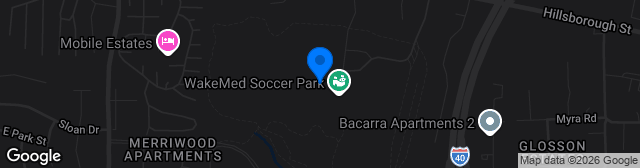 Map showing First Horizon Stadium at WakeMed Soccer Park