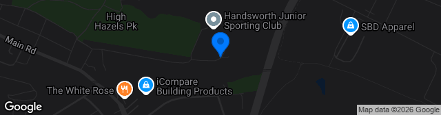 Map showing Express Worktops Stadium at Handsworth Junior Sporting Club