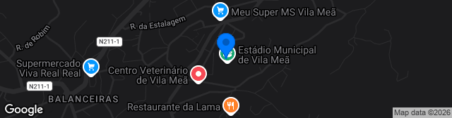 Map showing Estádio Municipal de Vila Meã