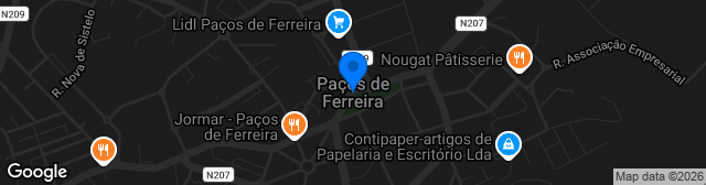 Map showing Campo de Treinos do Paços de Ferreira