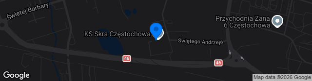 Map showing KS Skra Częstochowa Akademia