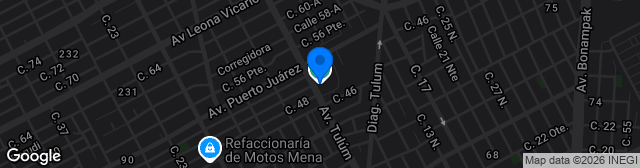 Map showing Estadio Cancún 86