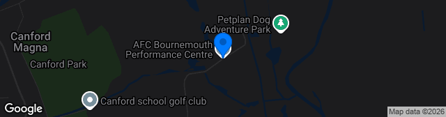 Map showing AFC Bournemouth Performance Centre