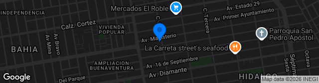 Map showing Estadio Municipal de Ensenada
