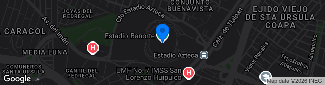 Map showing Estadio Banorte