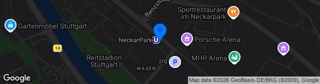 Map showing Bezirkssportanlage NeckarPark PSV-Stadion