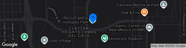 Map showing Rio Grande Credit Union Field at Isotopes Park
