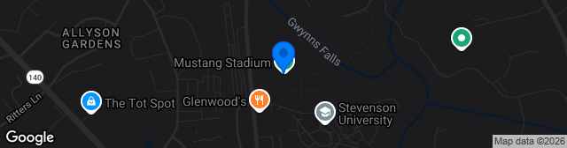 Map showing Mustang Stadium
