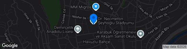 Map showing Dr. Necmettin Şeyhoğlu Stadı