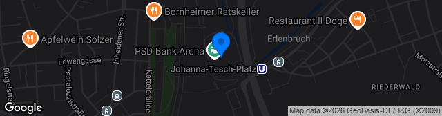 Map showing PSD Bank Arena