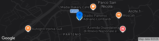Map showing Stadio Partenio-Adriano Lombardi