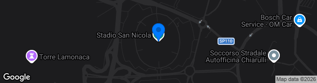 Map showing Stadio Comunale San Nicola