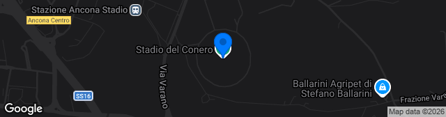 Map showing Stadio del Conero
