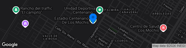 Map showing Estadio Centenario de Los Mochis