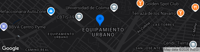 Map showing Estadio Olímpico Universitario de Colima