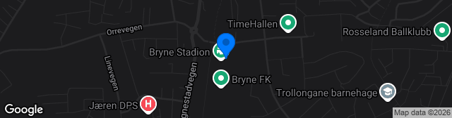 Map showing Bryne Stadion